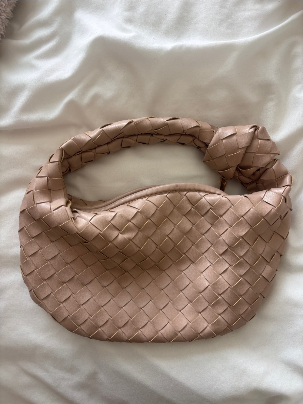 BILLINI Woven Knot-Handle Keri Handbag in Blush / Nude